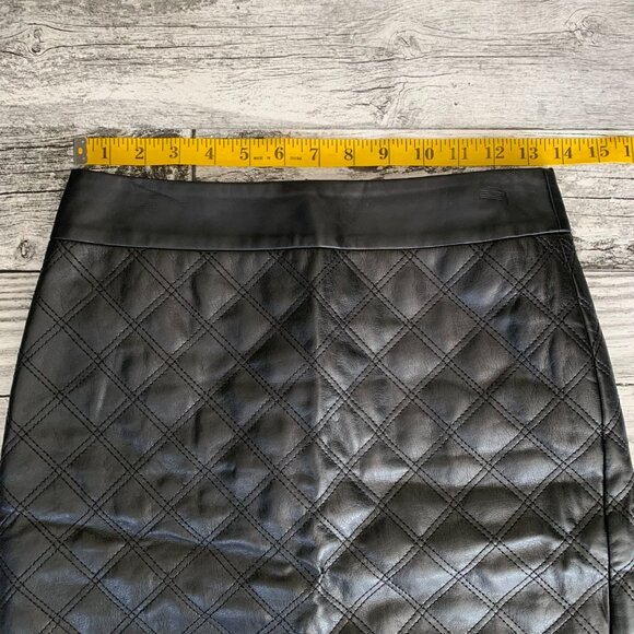 Banana Republic Faux Leather Quilted Black Leather Pencil Skirt - Picture 9 of 12